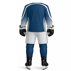 Uniforme de Hockey sobre Hielo Azul y Blanco Transpirable de Alta Demanda - Diseña Tu Propio Logotipo, Jersey de Entrenamiento con Manga Degradada 100% Poliéster - Product Image 2