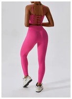Conjunto Deportivo de Dos Piezas para Mujer, Leggings y Top Corto, Transpirable, de Secado Rápido, Ligero, Antiarrugas, Poliéster/Algodón