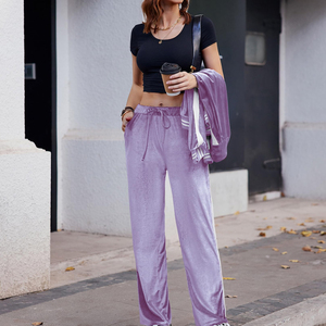 Survêtement en velours pour femmes, poids lourd, produit tendance en bas quantité minimale de commande, marque privée, ensemble de survêtement en velours pour femmes - Product Image 6