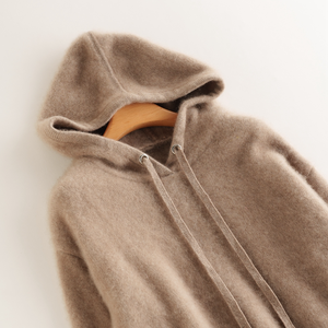 Sudadera CON CAPUCHA DE Cachemira de Color sólido de Otoño de alta calidad, suéter de punto para mujer, suéter informal holgado con capucha, sudadera de punto de Cachemira - Product Image 3