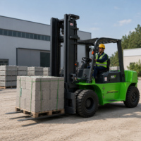 Chariot élévateur contrepoids électrique à batterie Li-ion sans entretien, zéro émission, 5T 6T 7T, 4 roues, AC