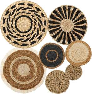 Artisanat vintage, dessous de plat en rotin naturel, tapis de table, assiette ronde en jonc de mer tissée pour mariage, décoration murale, panier - Product Image 4