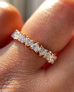 Eternity Lab Grown Diamond Band Heart-Shaped Bridal Wedding <b>Ring</b> 3mm CVD Diamond Engagement <b>Ring</b> Yellow <b>Gold</b> Vermeil <b>Ring</b> Fine - Product Image 2