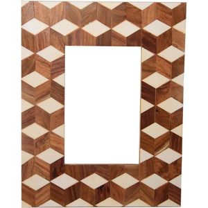 Espejo de Madera con Borde Festoneado, Estilo Artístico Moderno, Chapa Natural Decorativa, Marco de Lujo Hecho a Mano, Diseño Único para Decoración de Pared - Product Image 3