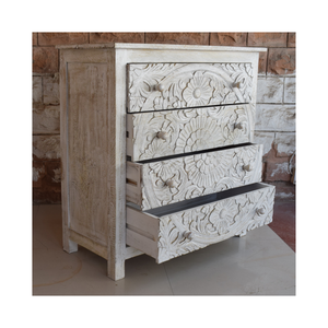 Ensemble du fournisseur de meubles d'armoire à 4 tiroirs sculptés en bois moderne en gros en vrac d'Indore - Product Image 3