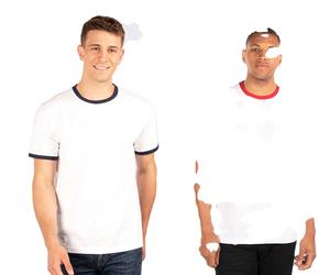 T-shirt à col contrasté ultra-doux, impression sérigraphique de qualité supérieure, léger, mode vintage pour homme, 100% coton, personnalisé - Product Image 1