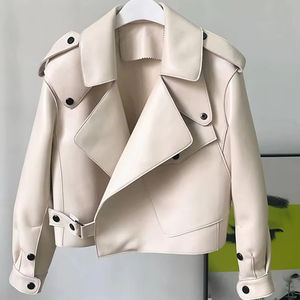 Manteau d'hiver pour femmes avec veste en cuir de style explosion Nouvelles dames Short Denim Lapel Outwear Fashion Trend Tops - Product Image 1