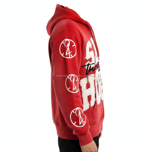 Sudaderas con capucha de algodón pesado personalizadas con logo bordado y cremallera completa para hombre, estilo urbano, con estampado de veinticuatro horas, al por mayor - Product Image 5