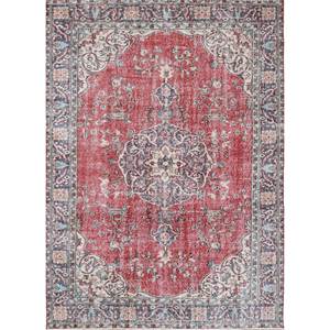 Alfombra de Lana Anudada a Mano de Gran Tamaño, Diseño de Medallón Rojo y Naranja, para Sala de Estar, Pasillo Rectangular, Modelo Pae-2157 - Product Image 1