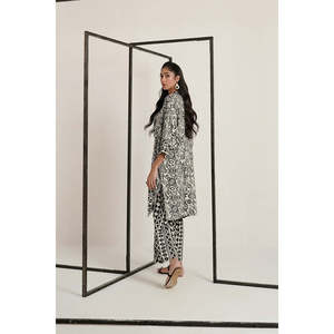 Ensemble chemise et pantalon en viscose twill imprimé style bohème IPST-44283, manches trois quarts pour le printemps/été - Product Image 1