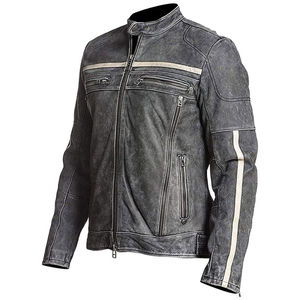 Chaqueta de Cuero Genuino Roja Cortavientos para Hombre Yuchen, Estilo NASCAR, con Parche de Logotipo Personalizado, Diseño Sólido - Product Image 2