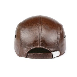 Men's Cowhide Beret Forward <b>Hat</b> Thin Section Leather <b>Duck</b> Tongue Cap with Short Brim Warm Breathable Adjustable for Beach Wear - Product Image 5