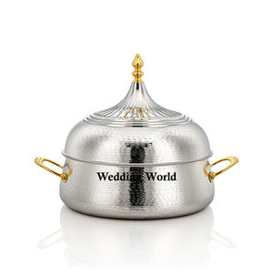 Casserole en acier inoxydable martelé à double paroi faite à la main Casserole de créateur d'excellente qualité Nouveau chauffe-aliments en métal de luxe - Product Image 6