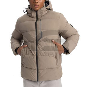Veste matelassée imperméable de haute qualité pour hommes, col montant, fermeture à glissière, respirant, coupe-vent, motif solide, grande taille pour l'extérieur - Product Image 1