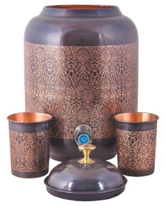 Antique Finished Copper Water Container <b>Lid</b> Anti-corrosion Coating Gift Box Packaging for Kitchen Home Hotel Restaurant <b>Decor</b> - Product Image 1