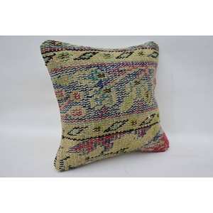 Almohada de lana con patrón Vintage Multicolor, cojín decorativo de 12x12 pulgadas, técnica de retales Kantha tejida - Product Image 2