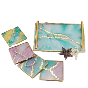 Dernier design Plateau de service en résine de bois Poignée durable Passe au lave-vaisselle Écologique Style moderne Fêtes de mariage royales Petit-déjeuner - Product Image 4