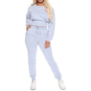 Nuevo y elegante chándal con logotipo personalizado, Tops cortos, sudaderas con capucha y chándal para correr, conjunto de 2 piezas, chándales de mujer para mujer, venta al por mayor 2026 - Product Image 1