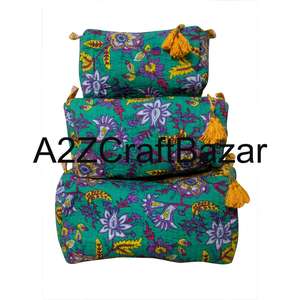 Fashion Design Reusable Lightweight Multi-Function Eco-Friendly Zipper Closure 100 % Cotton <b>Quilted</b> Makeup Pouch for Bag Set - Product Image 1