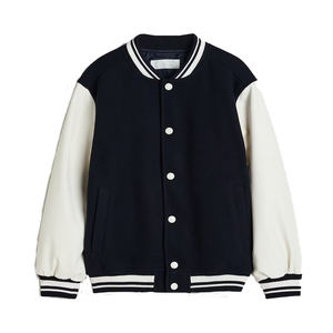 Chaqueta Universitaria Personalizada al por Mayor de Fábrica, Diseño OEM, Transpirable, Resistente al Viento, de Alta Calidad para Hombre, con Parche Bordado Frontal de Cuero Genuino - Product Image 1