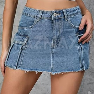 Jupe en jean femme taille haute à vendre fabricant professionnel jupe en jean femme 100% coton - Product Image 3