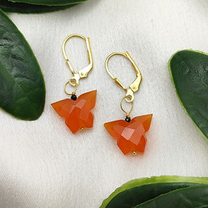 Carnelian แกะสลักพลอยก้านกลับต่างหูเงินสเตอร์ลิงชุบทองคริสตัลคริสตัลบำบัดต่างหูแฟชั่น - Product Image 4