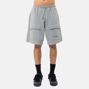 Short de survêtement de basket-ball Streetwear pour hommes à impression de logo personnalisé 100% coton écologique motif solide couleur grise personnalisée - Product Image 3