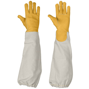 Guantes de apicultura de cuero de grano de cabra y oveja de vaca de la mejor calidad, mangas largas, cierre elástico, puño de lona para apicultores a prueba de picaduras - Product Image 1