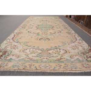 Classique Beige Vert Vintage Tapis Turc 4.2 X 9ft Grande Surface Laine Latex Support Patchwork pour Couloir Chambre Chambre Tapis De Chevet - Product Image 2
