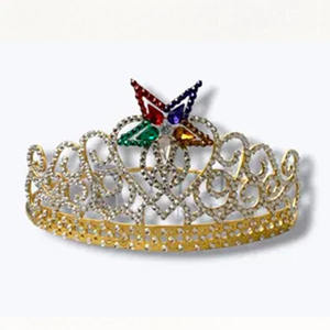 Couronne maçonnique OES en ton or avec velours violet, couronne ajustable, couronne maçonnique Reine du Sud, strass 2026 - Product Image 6