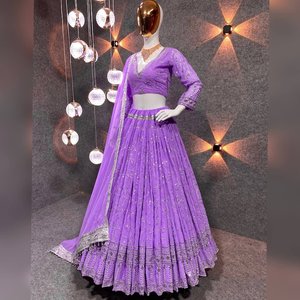 Nouveau Bollywood Style Designer Georgette Séquence Broderie Travail Lehenga Choli pour les femmes Mariage Fonction Porter Fantaisie Lehenga - Product Image 1