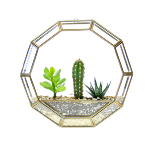 Export Quality Reasonable Price Antique Brass Finished Custom Size Brass Border <b>Clear</b> <b>Glass</b> <b>Vase</b> Terrarium Decorative Wall Mount - Product Image 6