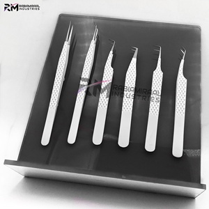 RMI Eyelash Tweezers Private Label <b>Black</b> Plasma Tip And White Powder Coated Color And <b>Black</b> Color Magnetic Tile For Tweezer <b>Hold</b> - Product Image 3