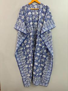 เสื้อแม็กซี่คาฟตันสำหรับผู้หญิงชุดเดรสผ้าฝ้ายใส่สบายพิมพ์ลายด้วยมือสวมใส่ได้ในช่วงฤดูร้อน - Product Image 5