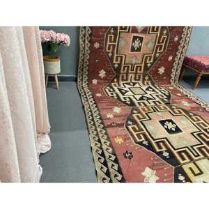 5.7x14.6 ft Turkish <b>Runner</b> <b>Rug</b>, Vintage Brown Southwestern <b>Rug</b> - Product Image 3