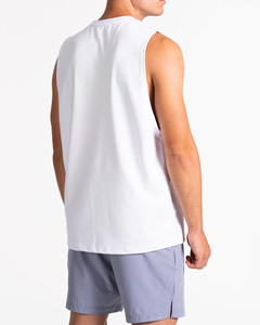 Wholesale OEM Custom <b>Embroidery</b> Crew Neck White Men Tank Tops Lightweight <b>material</b> Gym Training & Streetwear Tank Top For Men - Product Image 2
