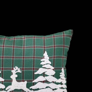 Christmas Tree Soft <b>Plush</b> Embroidery Check Fabric Cushion Cover Winter Holiday Pillowcase for Sofa Living Room - Product Image 2