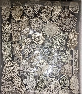 Blocs de henné en bois sculptés à la main timbres Mehndi temporaires pour les professionnels de l'art corporel et les salons Vente en gros - Product Image 2