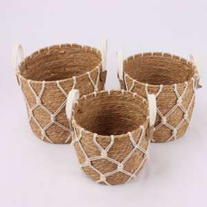 Panier de plantation en jacinthe d'eau tissé, décoration de maison écologique, fait à la main, réutilisable, intérieur/extérieur - Product Image 3