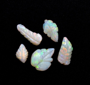 5 ชิ้นธรรมชาติออสเตรเลียโอปอลแกะสลักโอปอลแกะสลัก Cabochon แกะสลักใบธรรมชาติออสเตรเลียโอปอล - Product Image 3