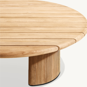 Table ronde en teck de bonne qualité pour une utilisation en extérieur, pour le café ou les repas, dans un style simple - Product Image 6