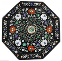 Table basse en marbre au design traditionnel haut de gamme avec incrustation florale Pietra Dura, mobilier écologique pour la maison