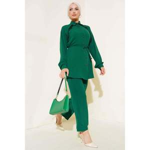 Ensemble 2 pièces détaillé avec pompon devant Émeraude - Product Image 3