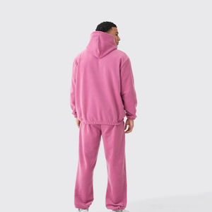 Survêtement imprimé, survêtement sport avec surpiqûres contrastées, coton lourd, survêtement surdimensionné pour hommes - Product Image 4