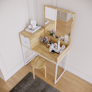 Minimalist Wooden Dressing <b>Table</b> with Lighted <b>Mirror</b> BTD68014 for Bedroom or Hotel Use Simple Makeup Vanity with Drawers - Product Image 1