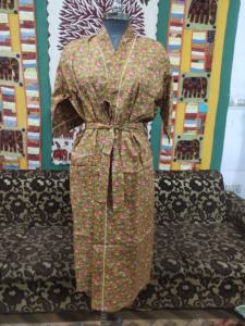 Peignoir Kimono de Luxe Boho à Imprimé Floral Indien, Peignoir 100% Coton, Vêtement de Nuit pour Femme, Hiver, Automne, Eté, Printemps, Unisexe - Product Image 2