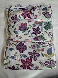 Top Rated Pure Crepe Woven Dyed Leaf Flower Embroidered Breathable Eco-Friendly Fabric Position Print Natural Textile Designer - Product Image 3