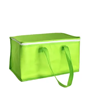 Waterproof logo imprinted lamination Recyclable PP Nonwoven Cooler Tote Bags With Zipper for storage and promotion