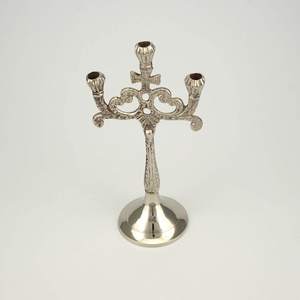 Bougeoir à 2 bras Bougeoir religieux antique plaqué or Bougeoir croix orthodoxe pour église ou bureau à la demande - Product Image 5