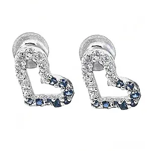 Boucles d'oreilles clous en argent 925 plaqué or rose tendance, taille diamant, avec pierres précieuses bleues - Product Image 1